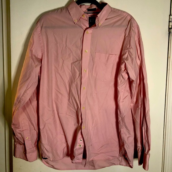Gap mens classic fit medium pink long sleeve button down shirt - Picture 1 of 3
